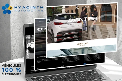 Développement site vitrine professionnel Hyacinth Automotive Site vitrine corporate Hyacinth Automotive industrie automobile OneTeam