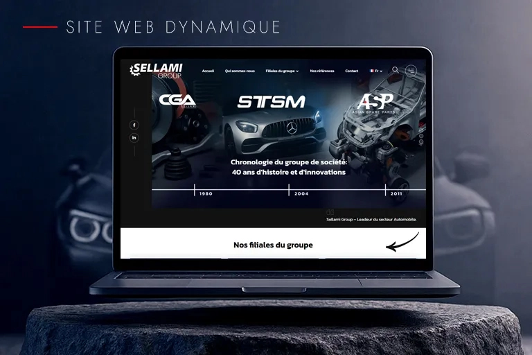 Site web institutionnel Groupe Sellami Tunisie (CGA, STSM, ASP) — plateforme multi-filiales développée par OneTeam